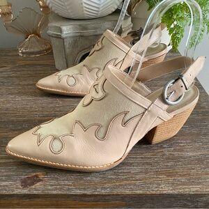 Sheryl Crow SC Traveler Western Slingback Block Heel Womens 7.5 M Ivory Pink